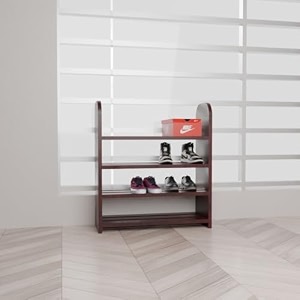 flux elegance 4-tier shoe rack red particle board with laminate finish multipurpose storage organizer 50x20x60 cm durable wooden shelf for shoes and home storage