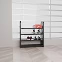 flux Elegance 4-Tier Shoe Rack, Black, Particle Board with Laminate Finish, Multipurpose Storage Organizer, 50x20x60 cm, Durable &amp; Eco-Friendly Wooden Shelf for Shoes and More