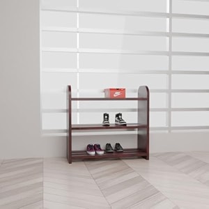 flux elegance three-tier shoe rack red 50x20x50 cm heavy duty particle board with laminate finish multipurpose storage organizer durable wooden shelf for home office classroom