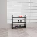 flux Elegance Three-Tier Shoe Rack Black 50x20x50 cm Particle Board with Laminate Finish Multipurpose Storage Organizer Durable Wooden Shelf for Shoes Home Office Dining Room