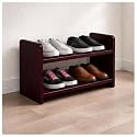 flux Elegance Three-Tier Shoe Rack Red 50x20x50 cm Heavy Duty Particle Board with Laminate Finish Multipurpose Storage Organizer Durable Wooden Shelf for Home Office Classroom