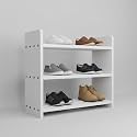 flux Elegance Three-Tier Shoe Rack White 50x20x50 cm Particle Board with Laminate Finish Multipurpose Storage Organizer Durable Wooden Shelf for Shoes Home Office