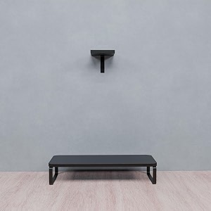 flux wooden monitor stand organizer amp wall mounted plant shelf free combo - ergonomic riser desktop organizer laptop stand space saving storage mdf amp metal black 595 x 19 x 2cm