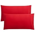 FLXXIE 2-Pack Microfiber King Pillow Cases, Envelope Closure, Red