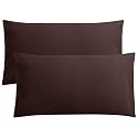 FLXXIE 2-Pack Microfiber King Pillow Cases, Envelope Closure, Dark Brown