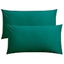 FLXXIE 2-Pack Microfiber King Pillow Cases, Envelope Closure, Dark Green