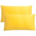 FLXXIE 2-Pack Microfiber King Pillow Cases, Envelope Closure, Yellow