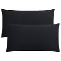 FLXXIE 2-Pack Microfiber King Pillow Cases, Envelope Closure, Black