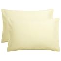 FLXXIE 2-Pack Microfiber Queen Pillow Cases, Envelope Closure, Cream Yellow