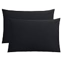 FLXXIE 2-Pack Microfiber Queen Pillow Cases, Envelope Closure, Black