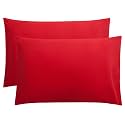 FLXXIE 2-Pack Microfiber Queen Pillow Cases, Envelope Closure, Red