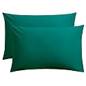 FLXXIE 2-Pack Microfiber Queen Pillow Cases, Envelope Closure, Dark Green