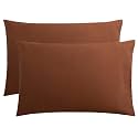FLXXIE 2-Pack Microfiber Queen Pillow Cases, Envelope Closure, Brown