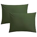 FLXXIE 2-Pack Microfiber Standard Pillow Cases, Envelope-Style, Olive Green