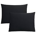 FLXXIE 2-Pack Microfiber Standard Pillow Cases, Envelope Style, Black