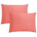 FLXXIE 2-Pack Microfiber Standard Pillow Cases, Envelope Style, Coral