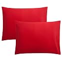 FLXXIE 2-Pack Microfiber Standard Pillow Cases, Envelope Style, Red