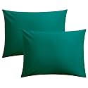 FLXXIE 2-Pack Microfiber Standard Pillow Cases, Envelope Style, Dark Green