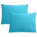FLXXIE 2-Pack Microfiber Standard Pillow Cases, Envelope Style, Blue