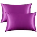 FLXXIE 2 Pack 14 x 20 Inch Satin Toddler Pillowcases, Purple