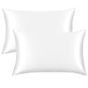 FLXXIE 2 Pack 14 x 20 Inch Satin Toddler Pillowcases, White