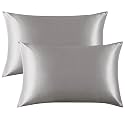 FLXXIE 2 Pack 14 x 20 Inch Satin Toddler Pillowcases, Grey