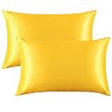 FLXXIE 2 Pack 14 x 20 Inch Satin Toddler Pillowcases, Yellow