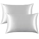 FLXXIE 2 Pack 14 x 20 Inch Satin Toddler Pillowcases, Silver Grey