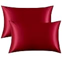 FLXXIE 2 Pack 14 x 20 Inch Satin Toddler Pillowcases, Wine Red