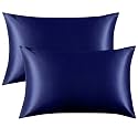 FLXXIE 2 Pack 14 x 20 Inch Satin Toddler Pillowcases, Navy Blue