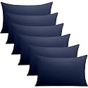 FLXXIE 6 Pack Microfiber Queen Pillowcases, Envelope Closure, Navy