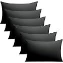 FLXXIE 6 Pack Microfiber Queen Pillowcases,Envelope Closure, Black