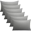 FLXXIE 6 Pack Microfiber Queen Pillowcases,Envelope Closure, Dark Grey