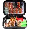 Fly Fishing Flies 125pcs Lures Bait Trout Bass Dry Nymphs Wooly Bugger Tenkara Assortment Kit for Trout Fish Gifts Men