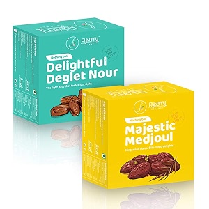 flyberry gourmet combo pack of medjoul and deglet nour 200g  jumbo size   alternative to sugar  best for kids amp adults  naturally sweet  instant energy  high source of protein