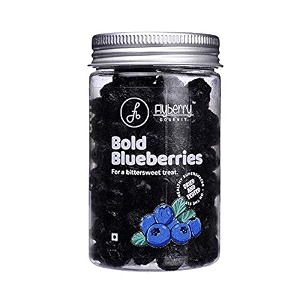 flyberry gourmet dried blueberries 100g  sugar free  infused with organic apple juice
