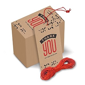 thank you cards gift tags kraft paper hang tags wedding party favor birthday party handmade tag eco-friendly brown tags with thread pack of 50 design 1