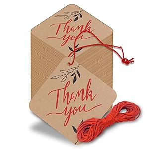 thank you cards gift tags kraft paper hang tags wedding party favor birthday party handmade tag eco-friendly brown tags with thread pack of 50 design 1