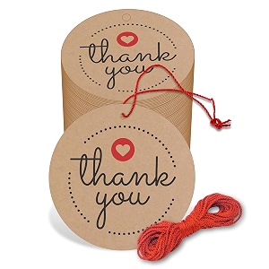 thank you cards gift tags kraft paper hang tags wedding party favor birthday party handmade tag eco-friendly brown tags with thread pack of 50 design 5