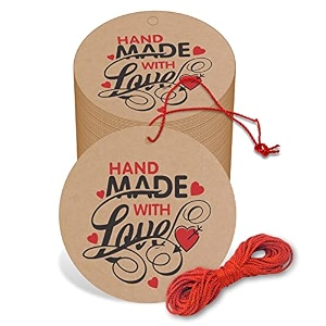 thank you cards gift tags kraft paper hang tags wedding party favor birthday party handmade tag eco-friendly brown tags with thread pack of 50 design 4