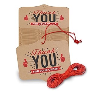 thank you cards gift tags kraft paper hang tags wedding party favor birthday party handmade tag eco-friendly brown tags with thread pack of 50 design 1