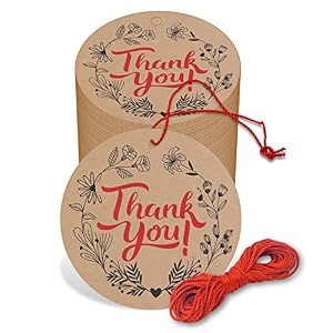 thank you cards gift tags kraft paper hang tags wedding party favor birthday party handmade tag eco-friendly brown tags with thread pack of 50 design 1