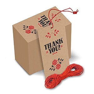 thank you cards gift tags kraft paper hang tags wedding party favor birthday party handmade tag eco-friendly brown tags with thread pack of 50 design 1