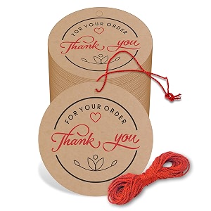thank you cards gift tags kraft paper hang tags wedding party favor birthday party handmade tag eco-friendly brown tags with thread pack of 50 design 6