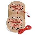 Thank You Cards Gift Tags Kraft Paper Hang Tags Wedding Party Favor, Birthday Party, Handmade Tag, Eco-Friendly, Brown Tags with Thread Pack Of 50 (Design 1)