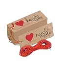 Thank You Cards Gift Tags - Kraft Paper Hang Tags for Wedding Party Favor, Birthday, Handmade - Eco-Friendly Brown With Thread - Pack of 50 (Design 18)