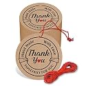 Thank You Cards Gift Tags Kraft Paper Hang Tags Wedding Party Favor, Birthday Party, Handmade Tag, Eco-Friendly, Brown Tags with Thread Pack Of 50 (Design 7)