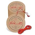 Thank You Cards Gift Tags Kraft Paper Hang Tags Wedding Party Favor, Birthday Party, Handmade Tag, Eco-Friendly, Brown Tags with Thread Pack of 50 (Design 6)