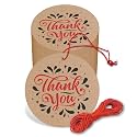 Thank You Cards Gift Tags Kraft Paper Hang Tags Wedding Party Favor, Birthday Party, Handmade Tag, Eco-Friendly, Brown Tags with Thread Pack Of 50 (Design 1)