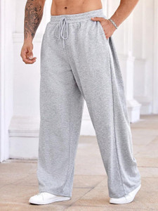FLYcollection Men Solid Grey Track Pants